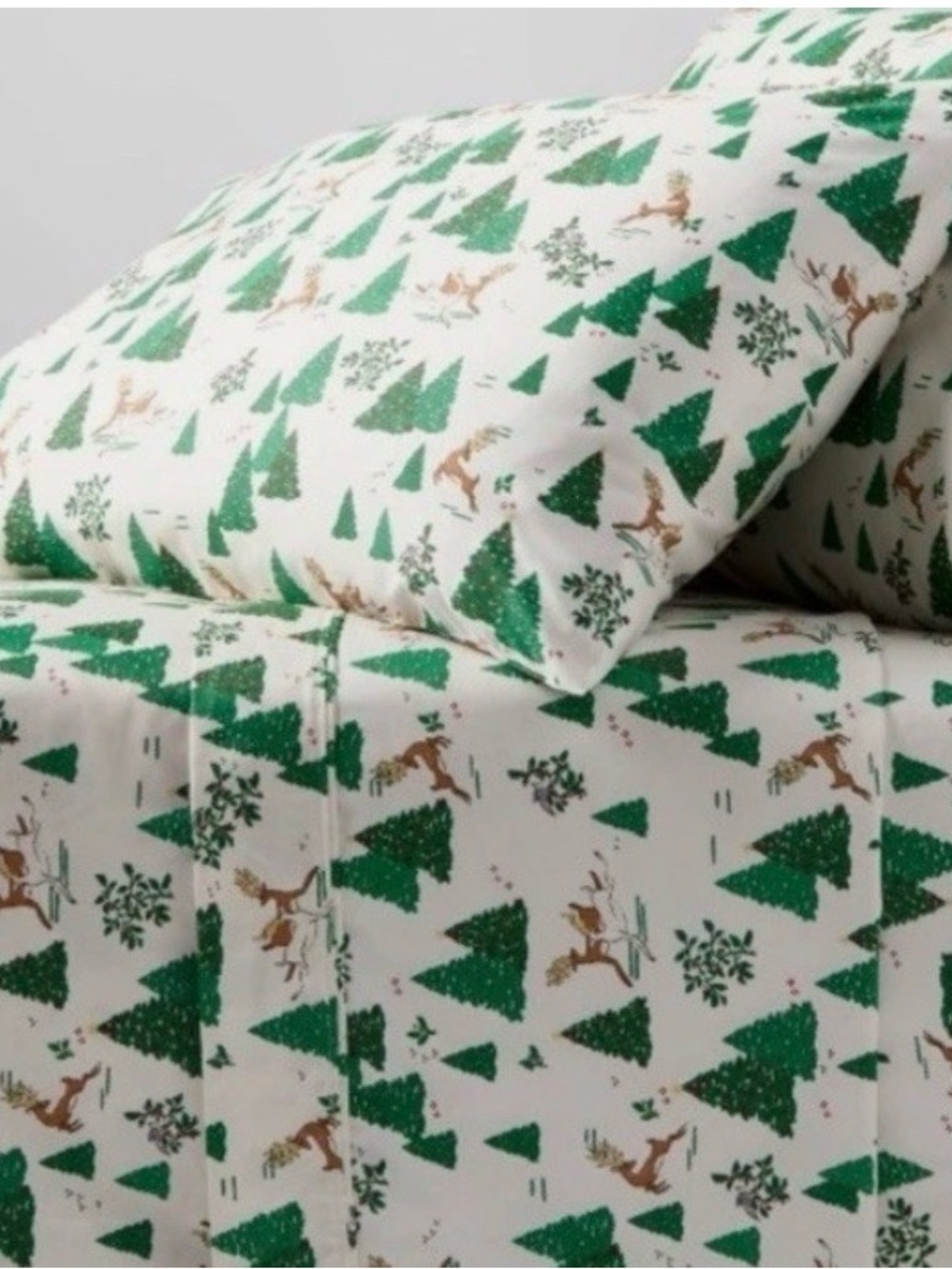 Holiday Threshold Pine & Reindeer Queen Sheet Set - NEW